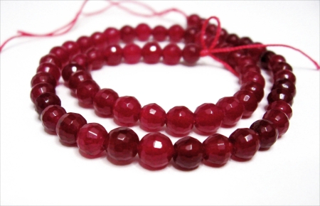 6 mm  Malay Jade Rubinrot/Fuchsie facettiert Edelstein Strang